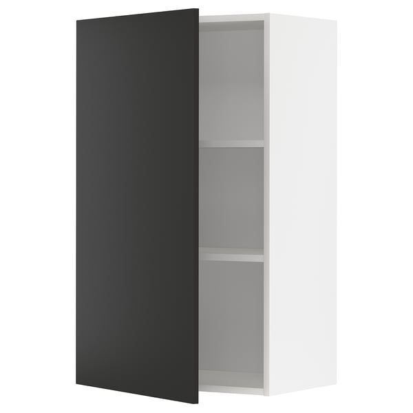 METOD wall cabinet with shelves, white/Nickebo matt anthracite, 60x100 cm