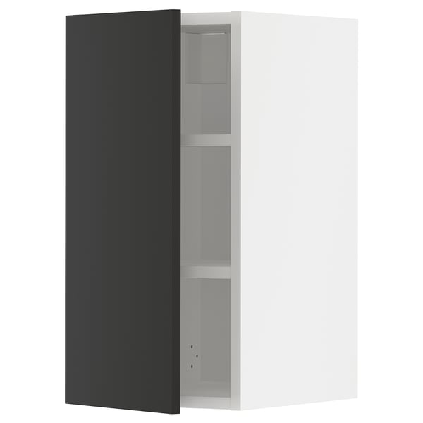 METOD wall cabinet with shelves, white/Nickebo matt anthracite, 30x60 cm