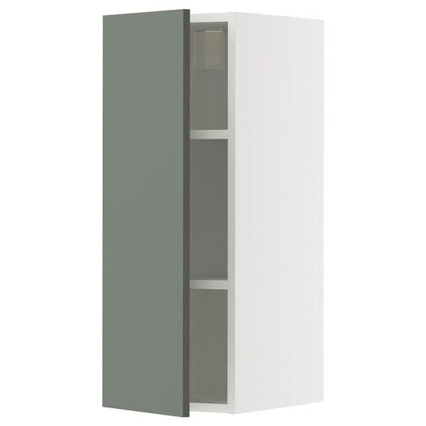 Ikea METOD - Wall cabinet with shelves, white/Nickebo matt grey-green, 30x80 cm