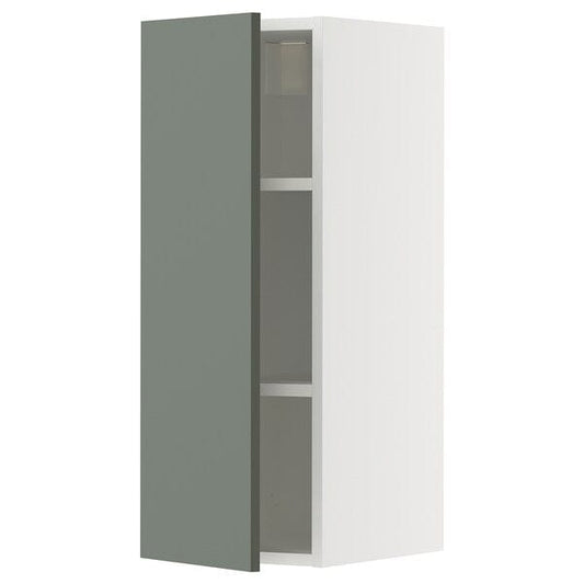 Ikea METOD - Wall cabinet with shelves, white/Nickebo matt grey-green, 30x80 cm