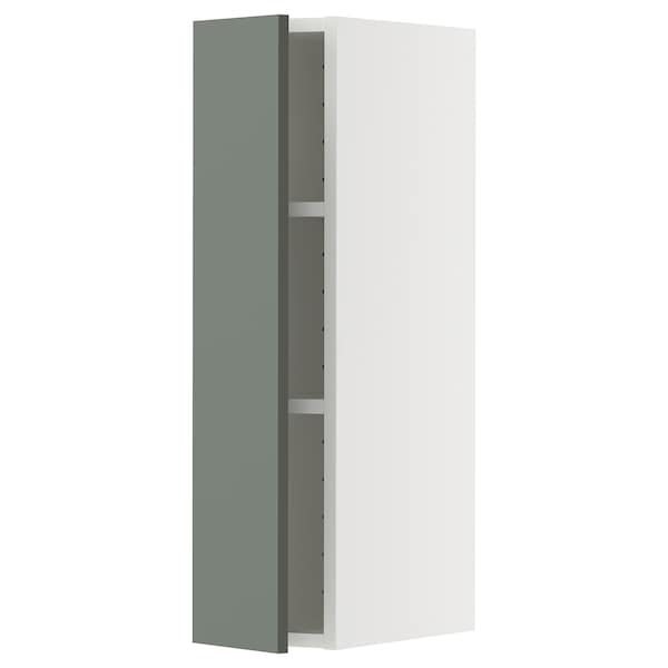METOD - METOD Wall cabinet with shelves, white/Nickebo matt grey-green, 20x80 cm