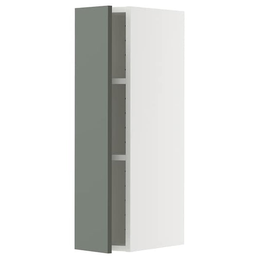 METOD - METOD Wall cabinet with shelves, white/Nickebo matt grey-green, 20x80 cm