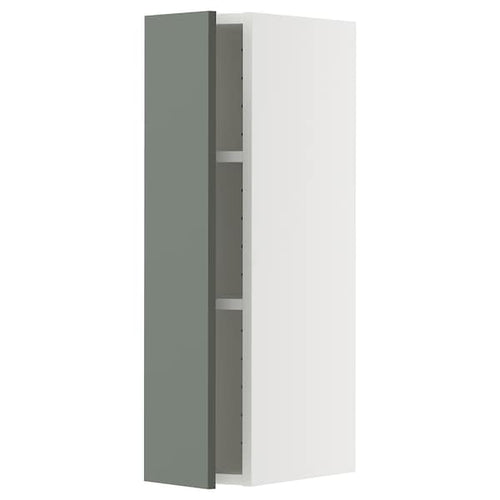 METOD wall cabinet with shelves, white/Nickebo matt grey-green, 20x80 cm