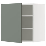 METOD wall cabinet with shelves, white/Nickebo matt grey-green, 60x60 cm