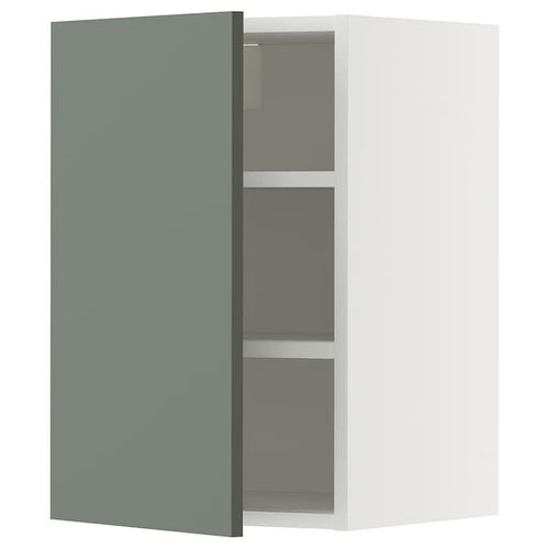 METOD wall cabinet with shelves, white/Nickebo matt grey-green, 40x60 cm