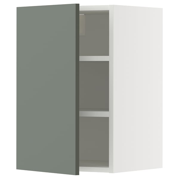 METOD - METOD Wall cabinet with shelves, white/Nickebo matt grey-green, 40x60 cm