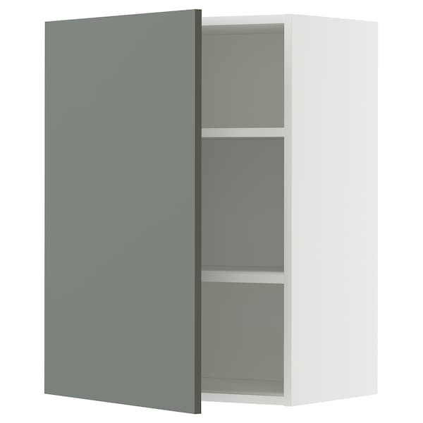 METOD - METOD Wall cabinet with shelves, white/Nickebo matt grey-green, 60x80 cm