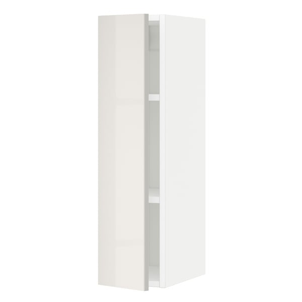 METOD - METOD Wall cabinet with shelves, white/Ringhult light grey, 20x80 cm