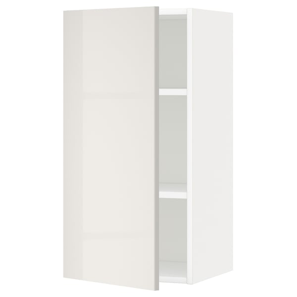 METOD wall cabinet with shelves, white/Ringhult light grey, 40x80 cm