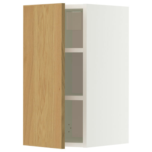 METOD wall cabinet with shelves, white/Sinarp oak veneer, 30x60 cm