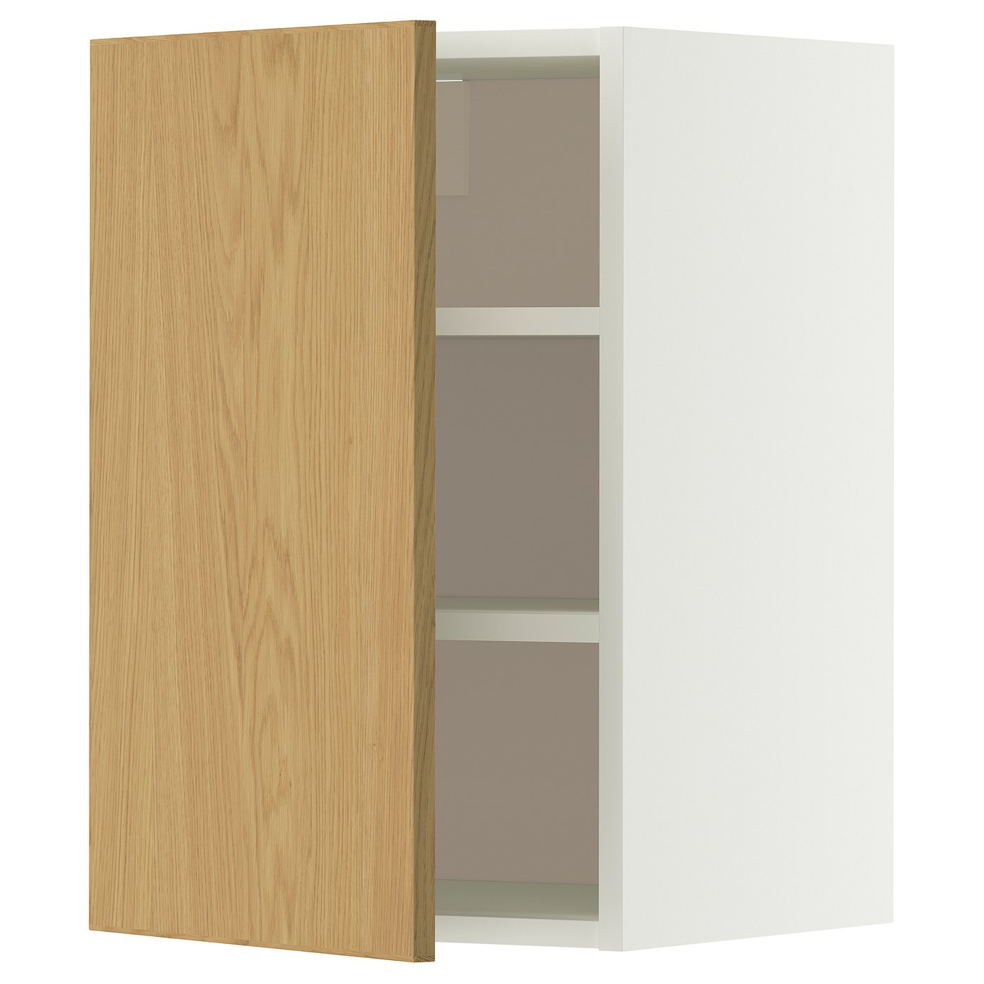 METOD wall cabinet with shelves, white/Sinarp oak veneer, 40x60 cm
