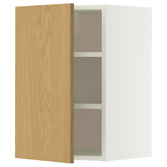 METOD wall cabinet with shelves, white/Sinarp oak veneer, 40x60 cm