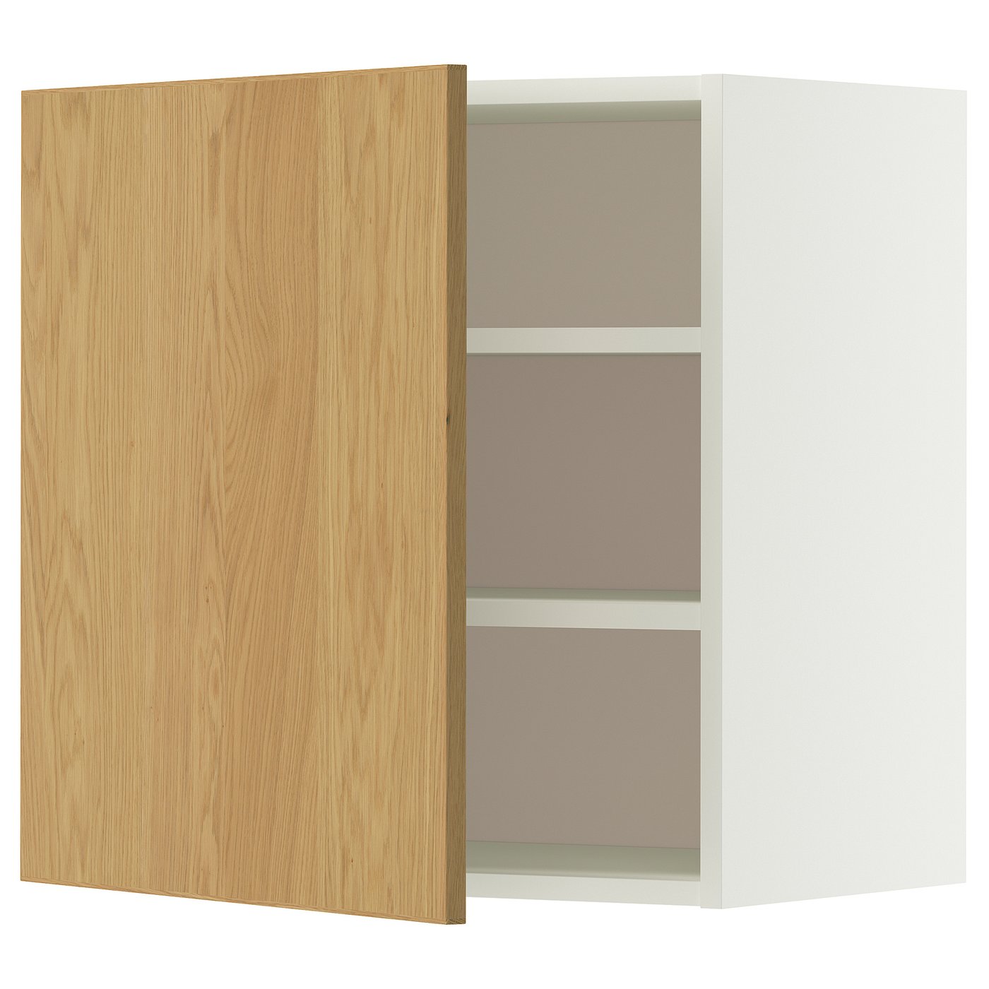 METOD wall cabinet with shelves, white/Sinarp oak veneer, 60x60 cm