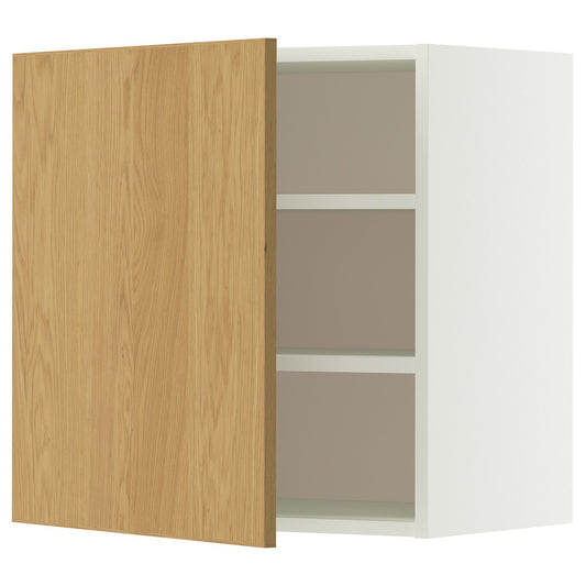 METOD wall cabinet with shelves, white/Sinarp oak veneer, 60x60 cm
