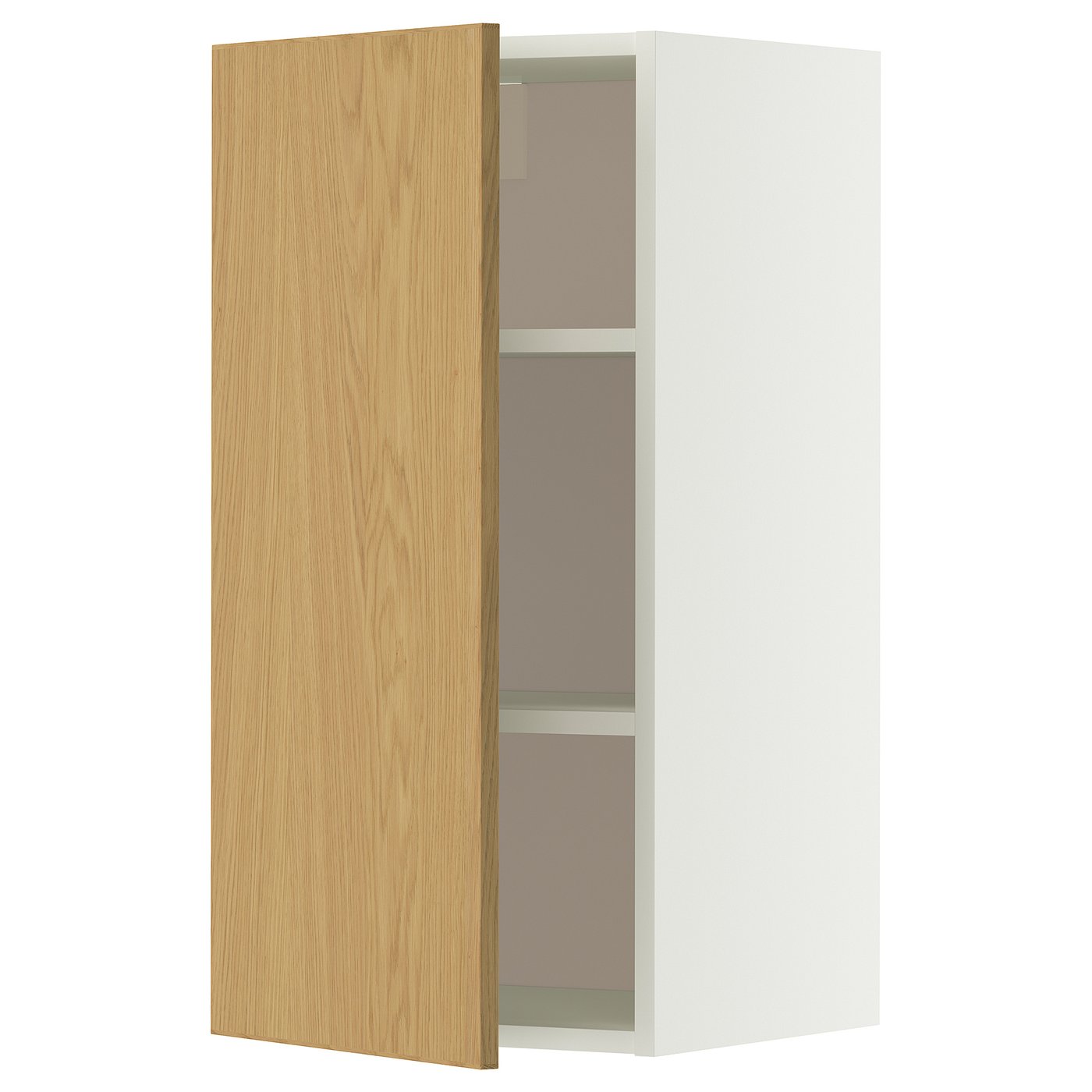 METOD wall cabinet with shelves, white/Sinarp oak veneer, 40x80 cm