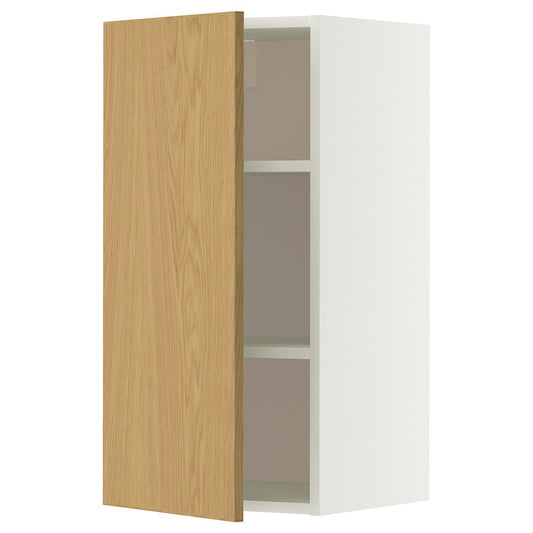METOD wall cabinet with shelves, white/Sinarp oak veneer, 40x80 cm