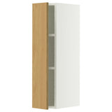 METOD wall cabinet with shelves, white/Sinarp oak veneer, 20x80 cm