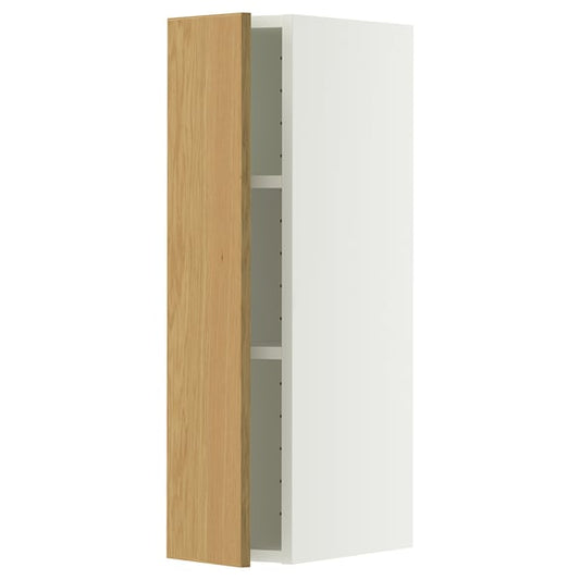 METOD wall unit with shelves, white/Sinarp oak veneer, 20x80 cm