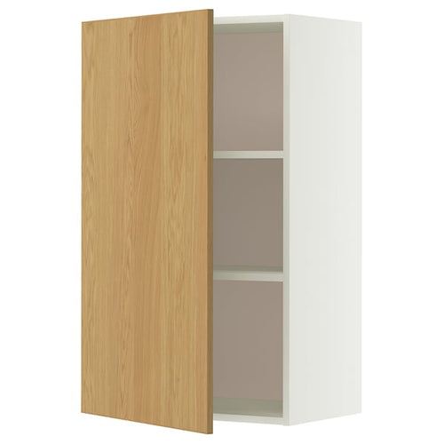 METOD wall cabinet with shelves, white/Sinarp oak veneer, 60x100 cm