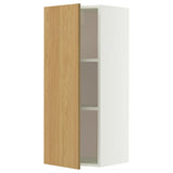 METOD wall cabinet with shelves, white/Sinarp oak veneer, 40x100 cm
