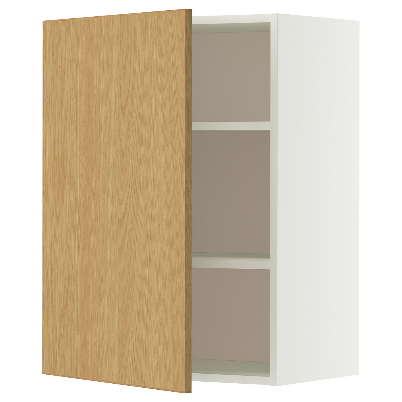 METOD wall cabinet with shelves, white/Sinarp oak veneer, 60.0x80.0x38.6 cm