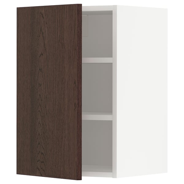METOD wall cabinet with shelves, white/Sinarp brown, 40x60 cm