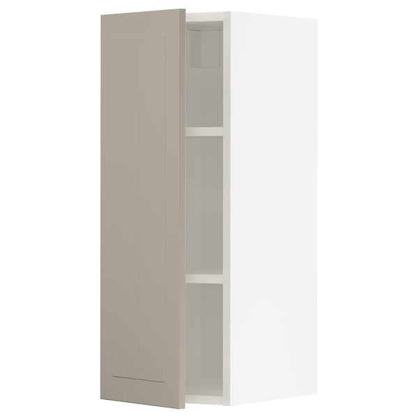 METOD - METOD Wall cabinet with shelves, white/Stensund beige, 30x80 cm