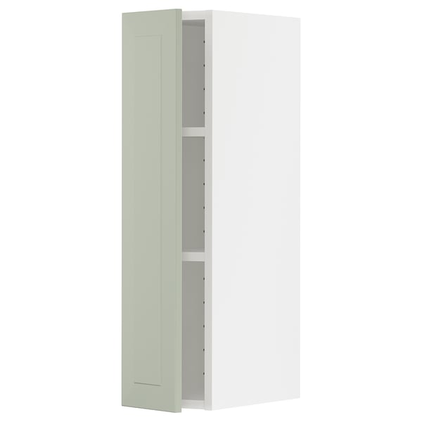 METOD wall cabinet with shelves, white/Stensund light green, 20x80 cm