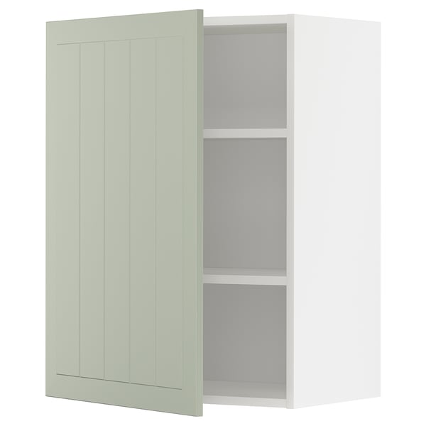 METOD wall cabinet with shelves, white/Stensund light green, 60x80 cm