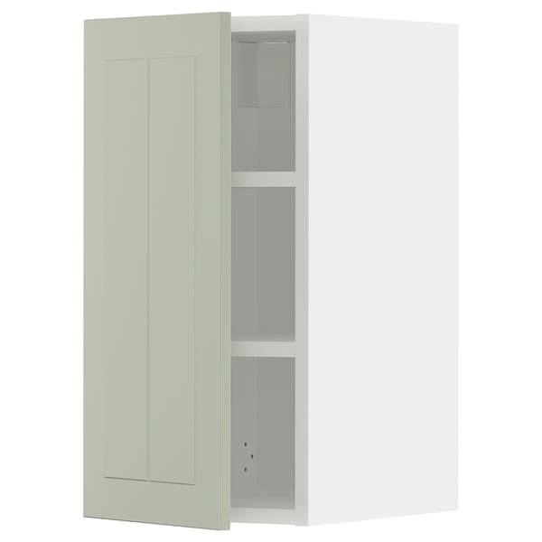 METOD wall cabinet with shelves, white/Stensund light green, 30x60 cm