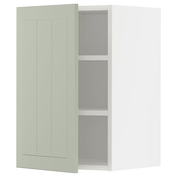 METOD wall cabinet with shelves, white/Stensund light green, 40x60 cm