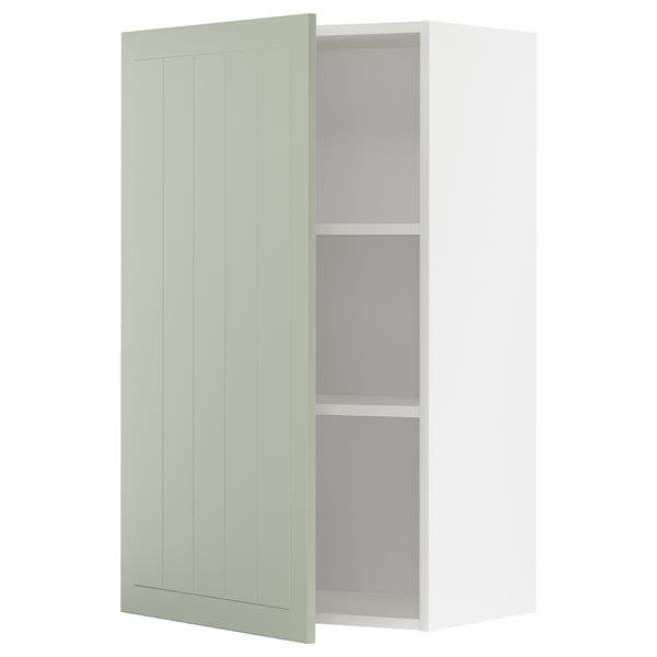 METOD wall cabinet with shelves, white/Stensund light green, 60x100 cm