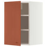 METOD wall cabinet with shelves, white/Terrsjö red-brown wave pattern, 40x60 cm