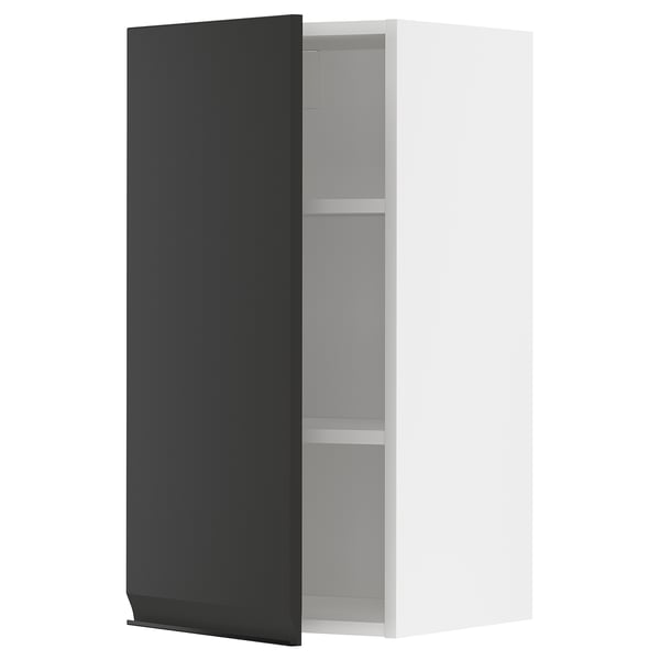 METOD wall cabinet with shelves, white/Upplöv matt anthracite, 40x80 cm