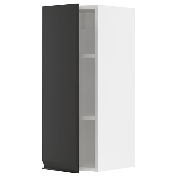 METOD wall cabinet with shelves, white/Upplöv matt anthracite, 30x80 cm