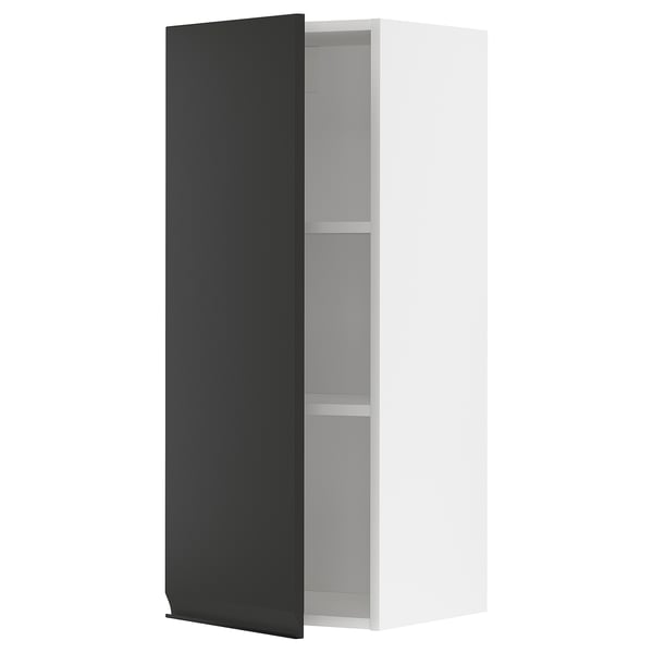 METOD wall cabinet with shelves, white/Upplöv matt anthracite, 40x100 cm