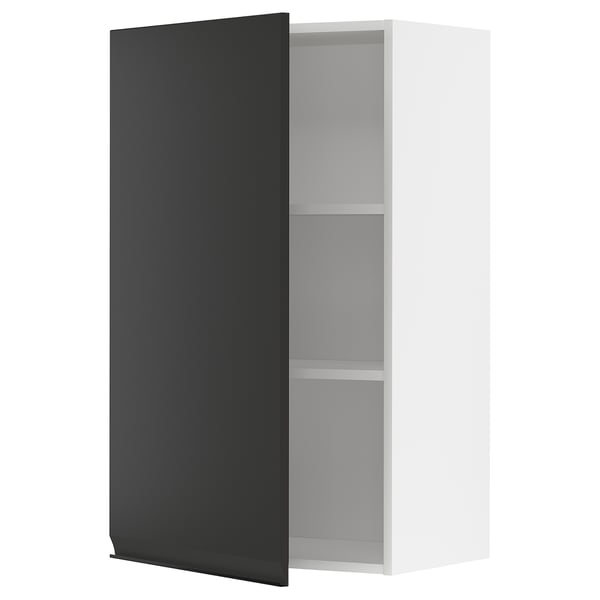 METOD wall cabinet with shelves, white/Upplöv matt anthracite, 60x100 cm
