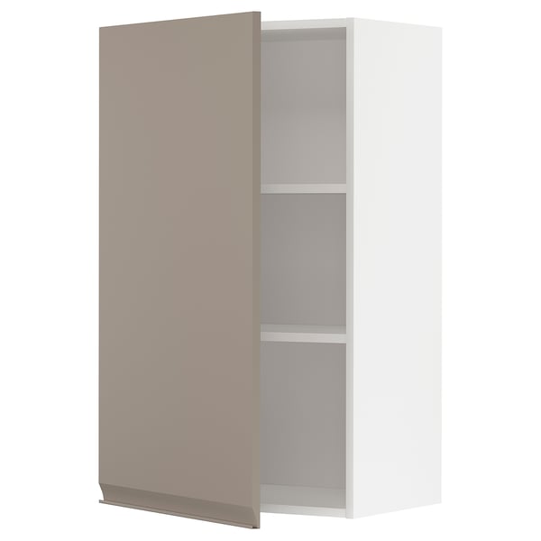 METOD - METOD Wall cabinet with shelves, white/Upplöv matt dark beige, 60x100 cm