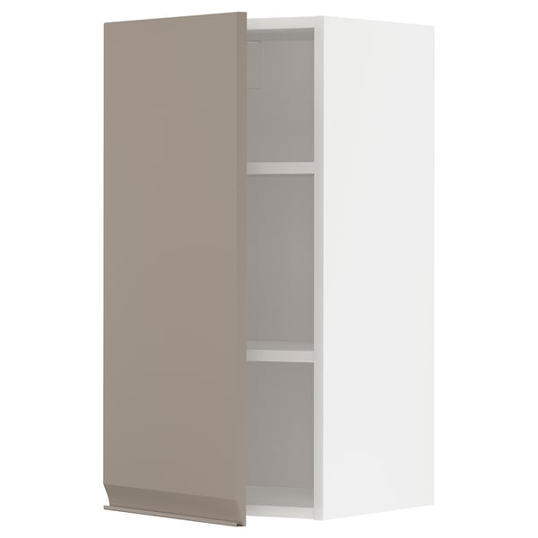 METOD wall cabinet with shelves, white/Upplöv matt dark beige, 40x80 cm