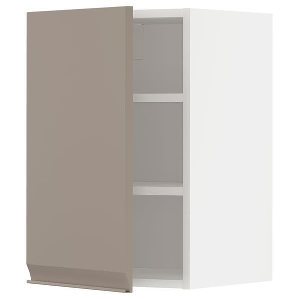 METOD - METOD Wall cabinet with shelves, white/Upplöv matt dark beige, 40x60 cm