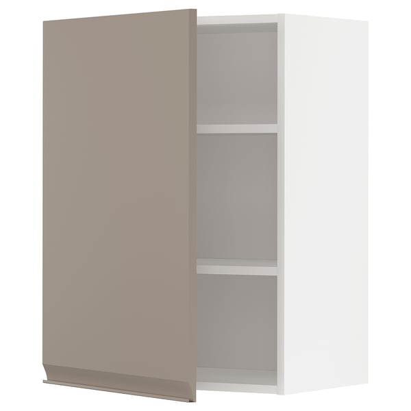 METOD - METOD Wall cabinet with shelves, white/Upplöv matt dark beige, 60x80 cm