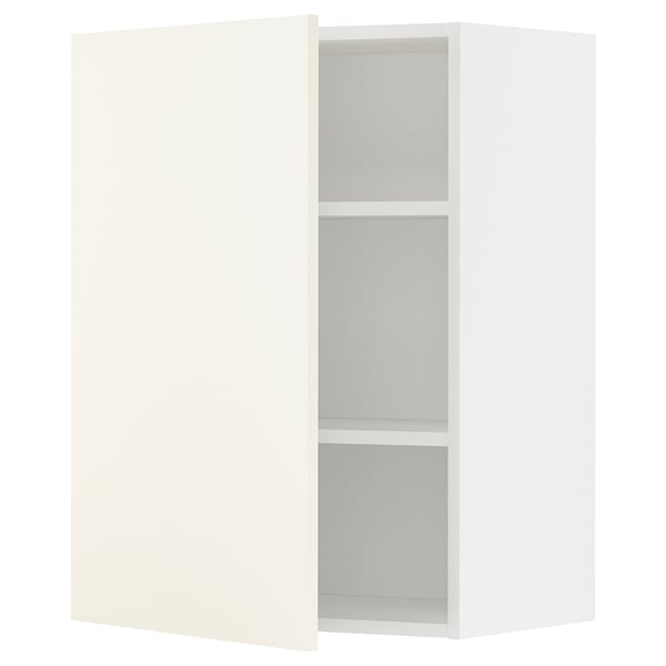 METOD wall cabinet with shelves, white/Vallstena white, 60x80 cm