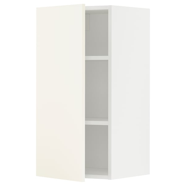 METOD wall cabinet with shelves, white/Vallstena white, 40x80 cm