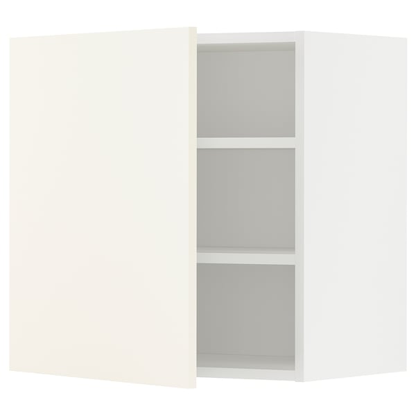 METOD wall cabinet with shelves, white/Vallstena white, 60x60 cm