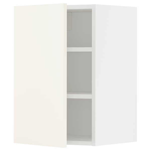 METOD wall cabinet with shelves, white/Vallstena white, 40x60 cm