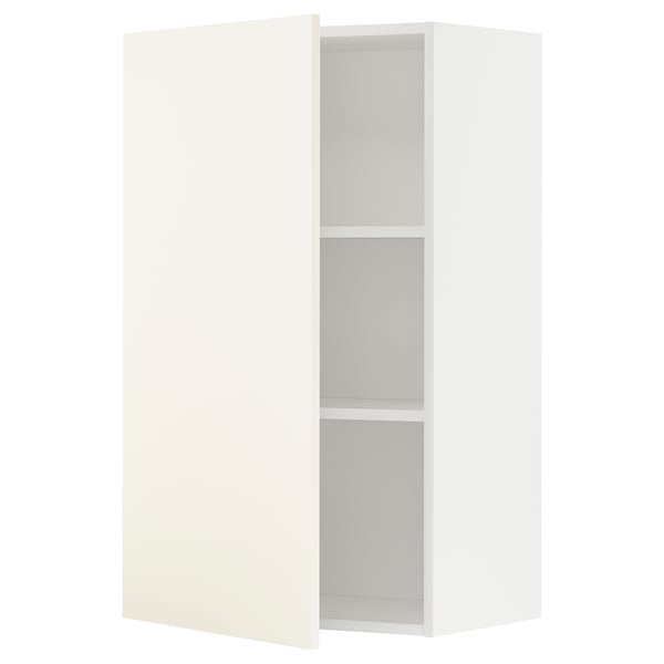 METOD wall cabinet with shelves, white/Vallstena white, 60x100 cm