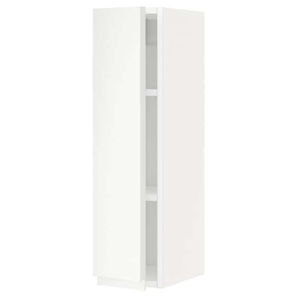 METOD wall cabinet with shelves, white/Voxtorp matt white, 20x80 cm