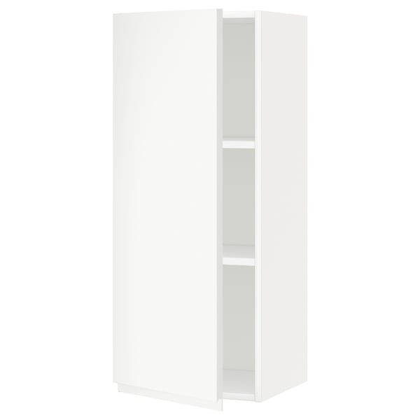 METOD wall cabinet with shelves, white/Voxtorp matt white, 40x100 cm