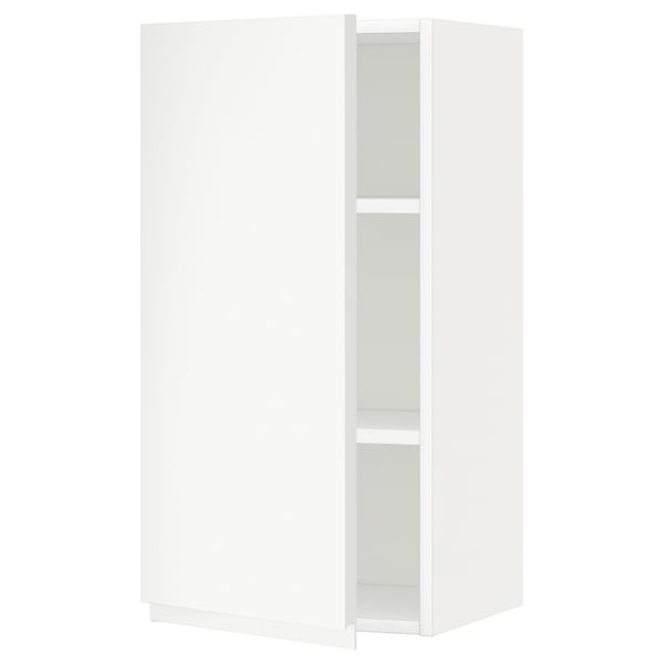 METOD wall cabinet with shelves, white/Voxtorp matt white, 40x80 cm