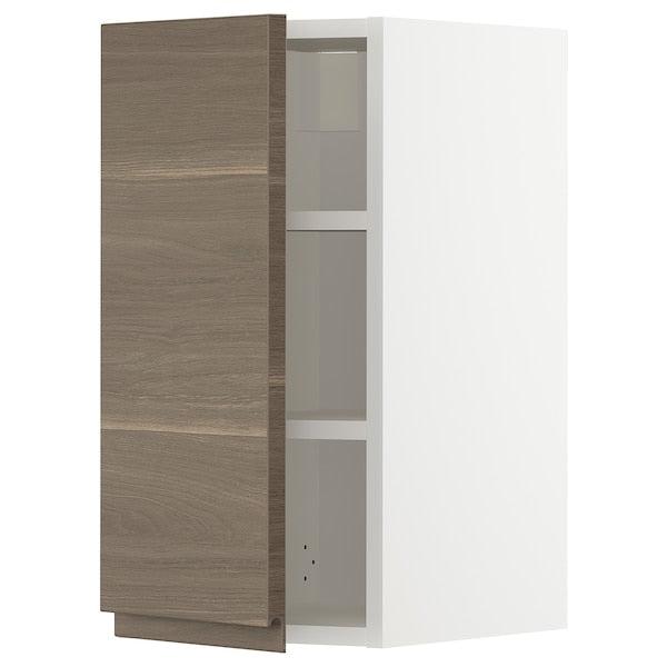 METOD - Wall unit with shelves, white/Voxtorp walnut effect,30x60 cm